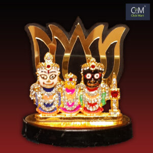 Metal Jagannatha, Balabhadra, and Subhadra Idol Set with Lotus Sighasana – Handcrafted Decorative Murty for Pooja and Home Temple