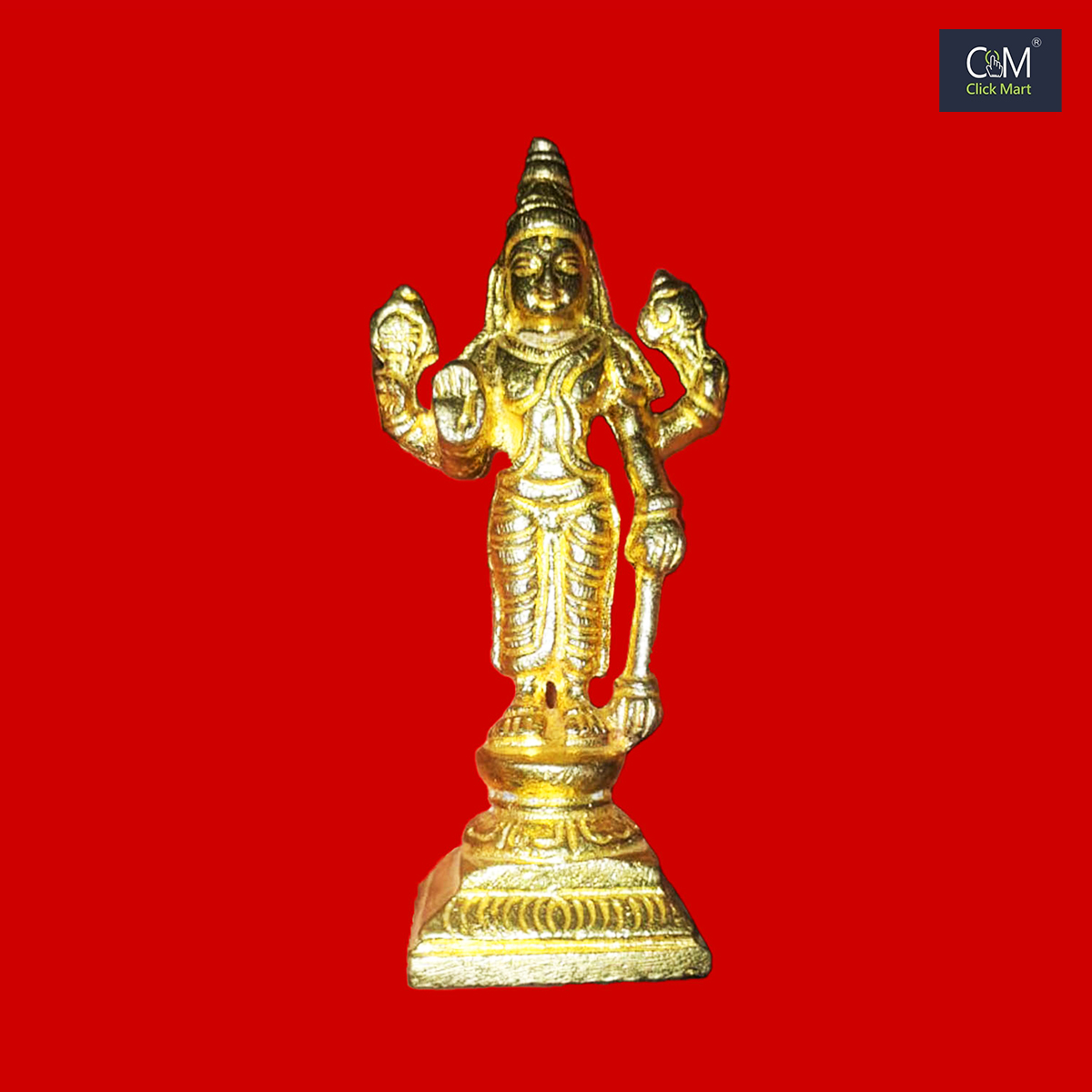 3-Inch Brass Narayan Murty Idol - Handcrafted Hindu God Figurine for Home Decor and Pooja Room