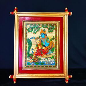 Handmade Pattachitra Art - Krishna & Radha in Serene Garden - Traditional Indian Wall Decor